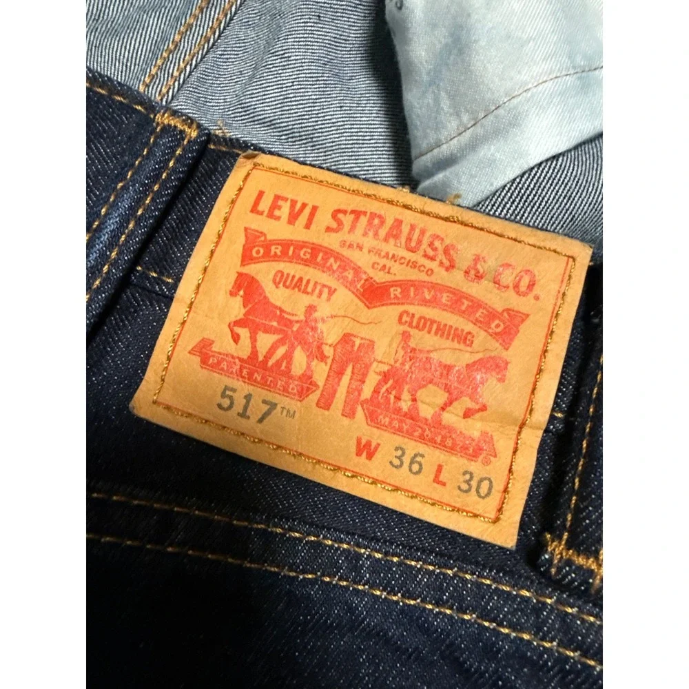 Levis 517 Bootcut Jeans Mens 36x30 Dark Indigo Rigid Denim Western Blue Pants